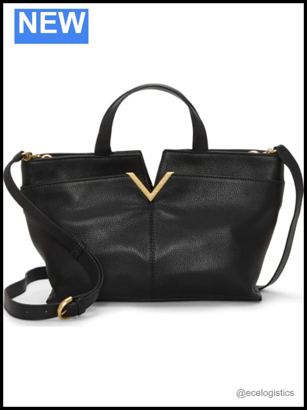 Genuine Leather Satchel Handbag Magnetic Closure Crossbody Chain Handle